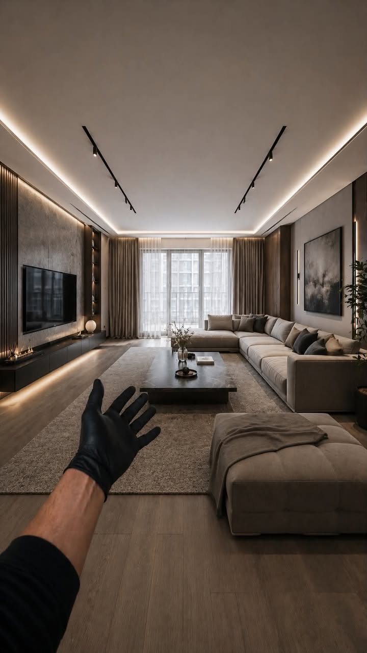 Reference image for ONE continuous static first-person POV shot.