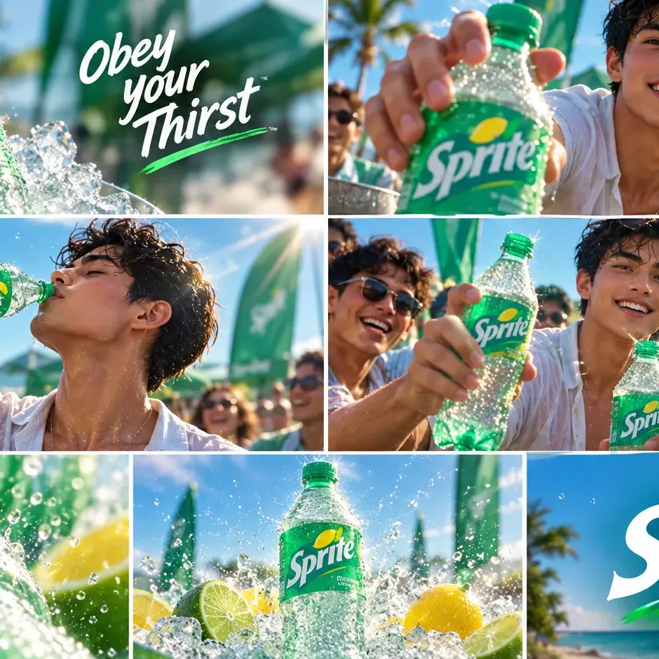 Reference image for ultra-photorealistic live-action Sprite commercial