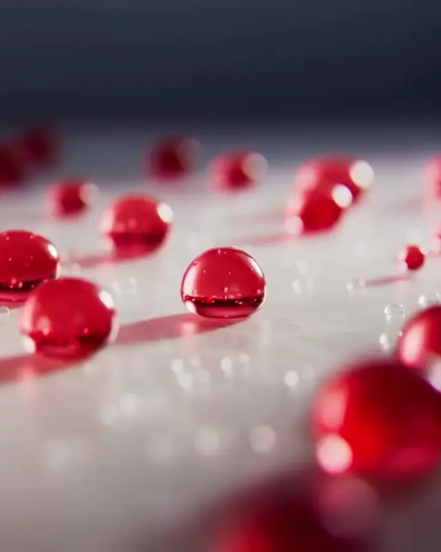 Luxury Skincare Commercial Concept: Ruby Liquid Drops and Abstract Flow Video Prompt