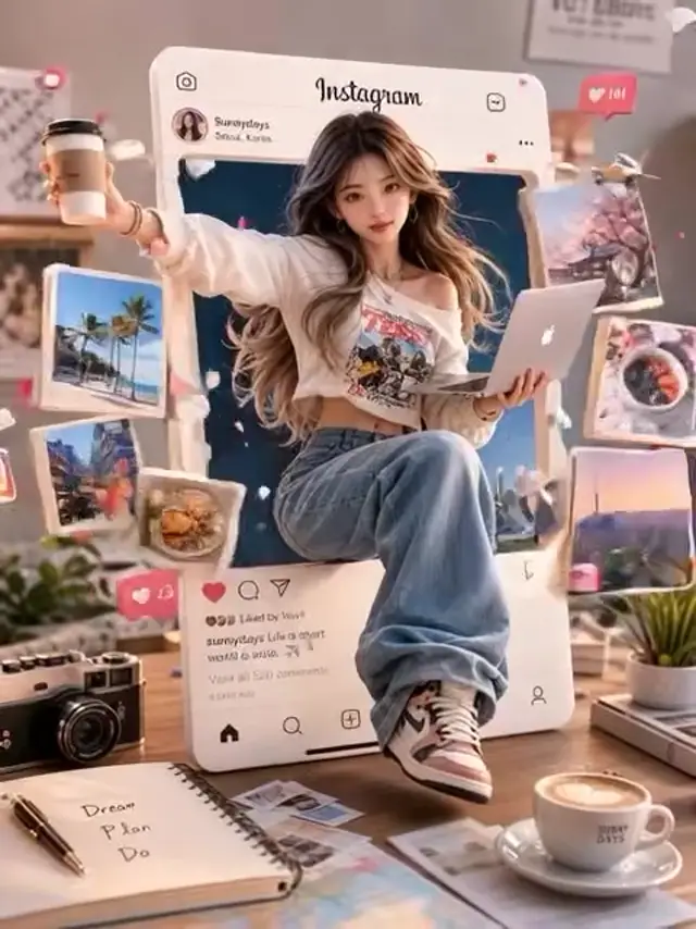 Instagram Interface Emerging Girl 3D Product Video Concept for Social Commerce