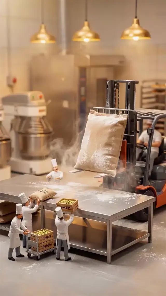 Tiny Chefs in a Grand Bakery AI Video Prompt for Ecommerce Ads