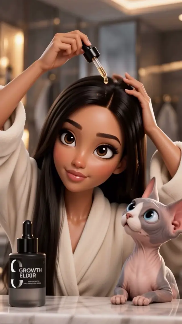 Magical 3D Cartoon Hair Growth Video Prompts for Beauty and Pet Product Ads