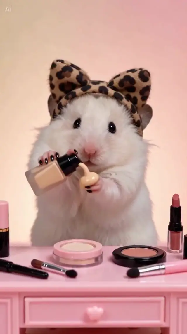 Fluffy Hamster Makeup Tutorial AI Video Prompt for Beauty and Lifestyle Brands