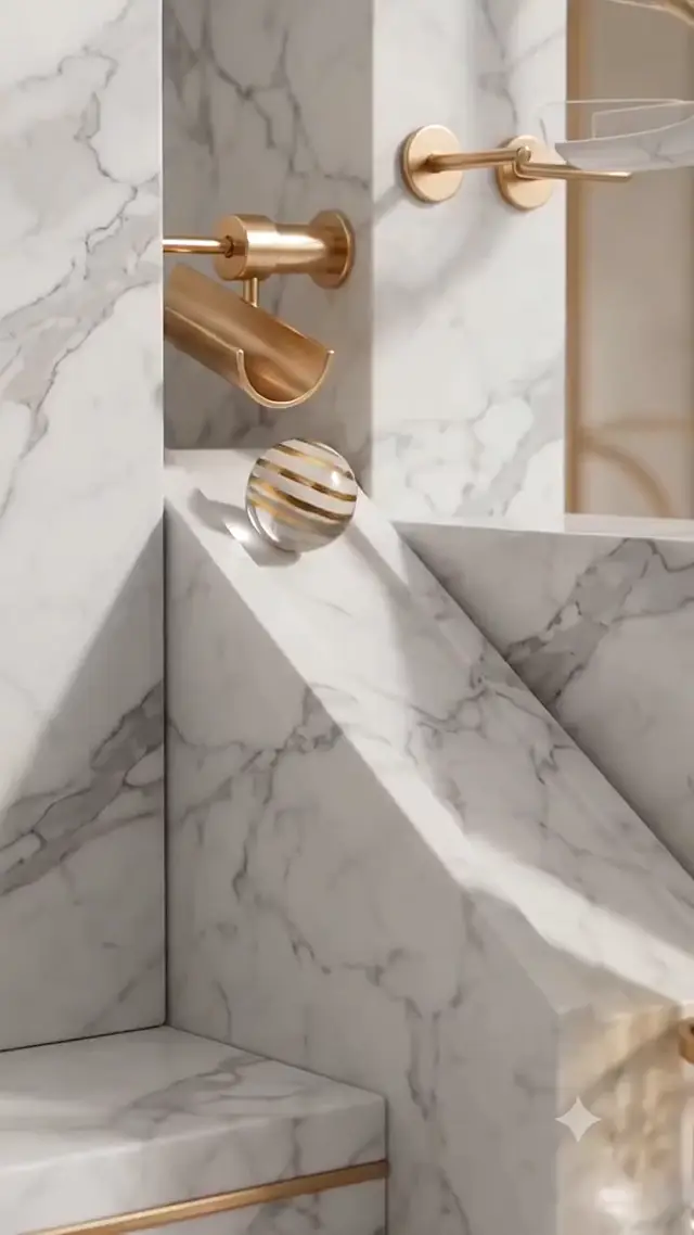 Kinetic Marble Run Luxury Beauty AI Video Prompt for Ecommerce
