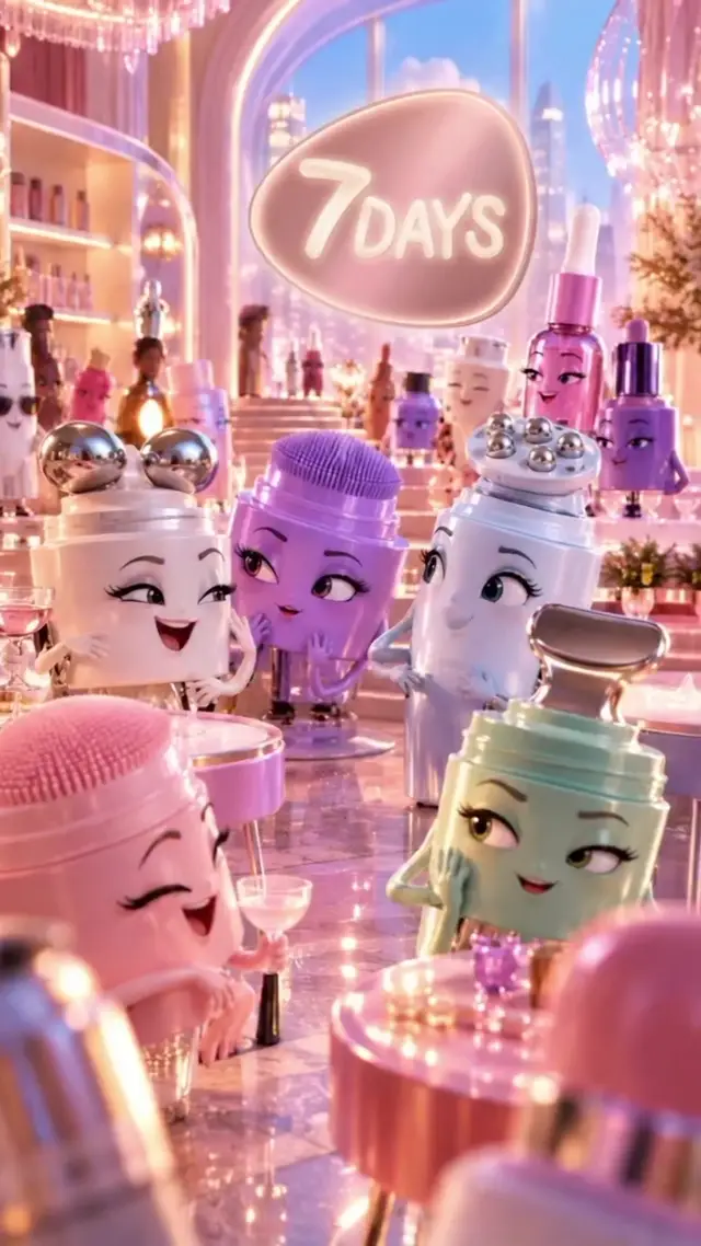 Animated Product Party Commercial Concept for Beauty AI Video Prompt
