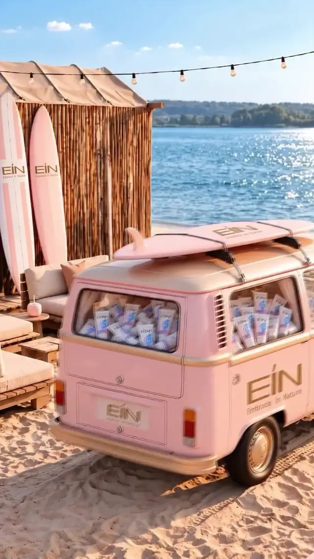 Foot Cream Commercial Ideas: Pastel Beach Van Video Prompt