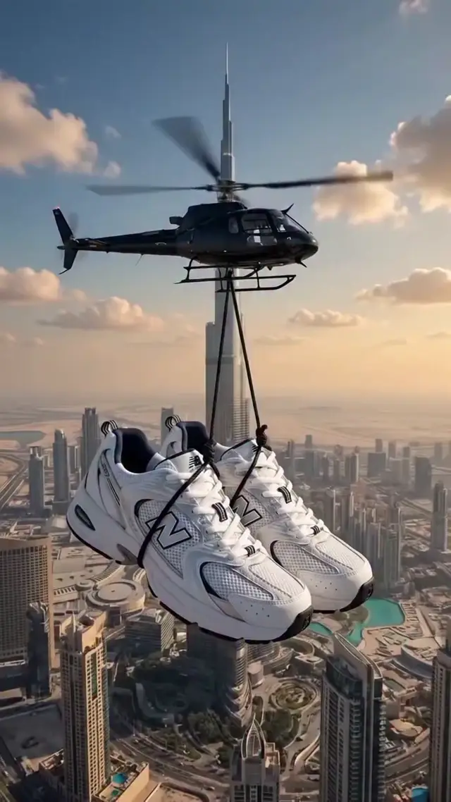 Cinematic Helicopter Drop Video Prompt for Sneaker and Lifestyle Product Ads