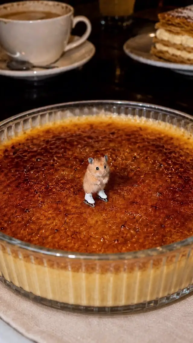 Macro Food Video Prompt with Hamster Trail for Dessert and Snack Ads