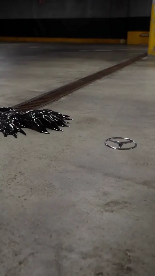 From Ferrofluid Burst to White Mercedes Coupe: Underground Garage Transformation Sequence